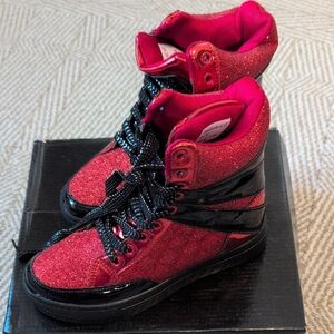 New In Box Alexandra Stylish Red Black Glitter High-Top Sneakers Dance Sz 13